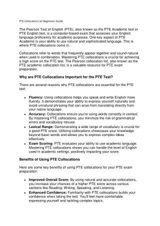 PTE Collocation List Beginners Guide