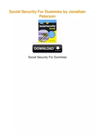 Social Security For Dummies by Jonathan Peterson
