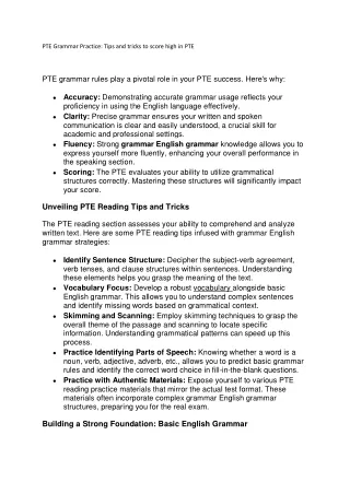 PTE Grammar Practice Tips and tricks to score high in PTE
