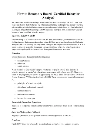 How to Become A Board- Certified Behavior Analyst?