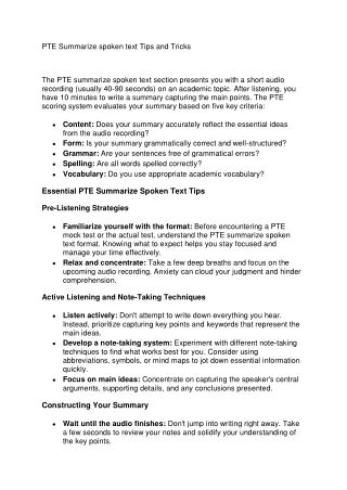 PTE Summarize spoken text Tips and Tricks (1)