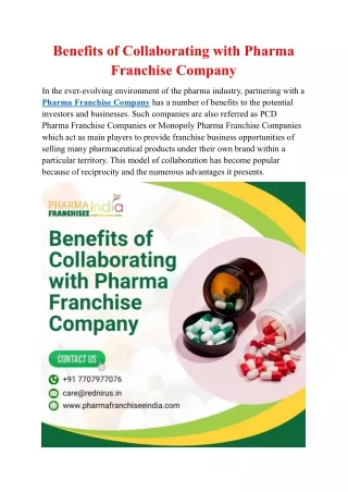 Benefits of Collaborating with Pharma Franchise Company