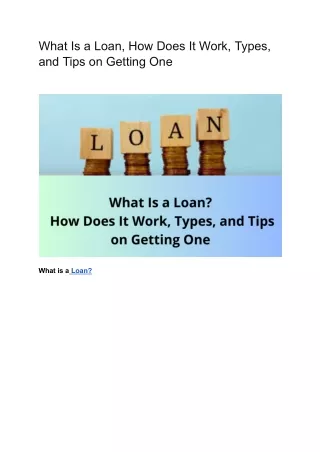 what is a loan how does it work types and tips