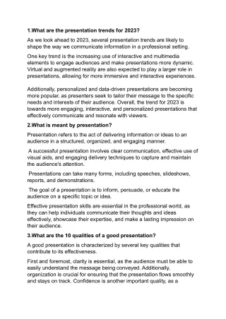 1 what are the presentation trends for 2023