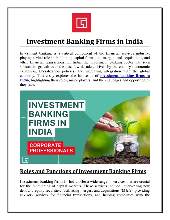 investment banking firms in india