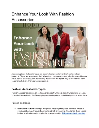 Enhance Your Look With Fashion Accessories