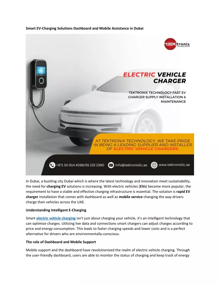 smart ev charging solutions dashboard and mobile