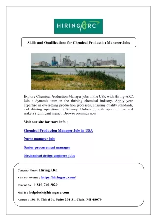 Skills and Qualifications for Chemical Production Manager Jobs