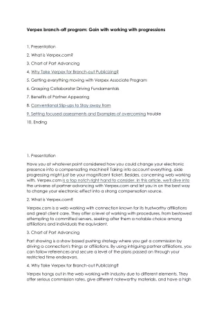 verpex branch off program gain with working with