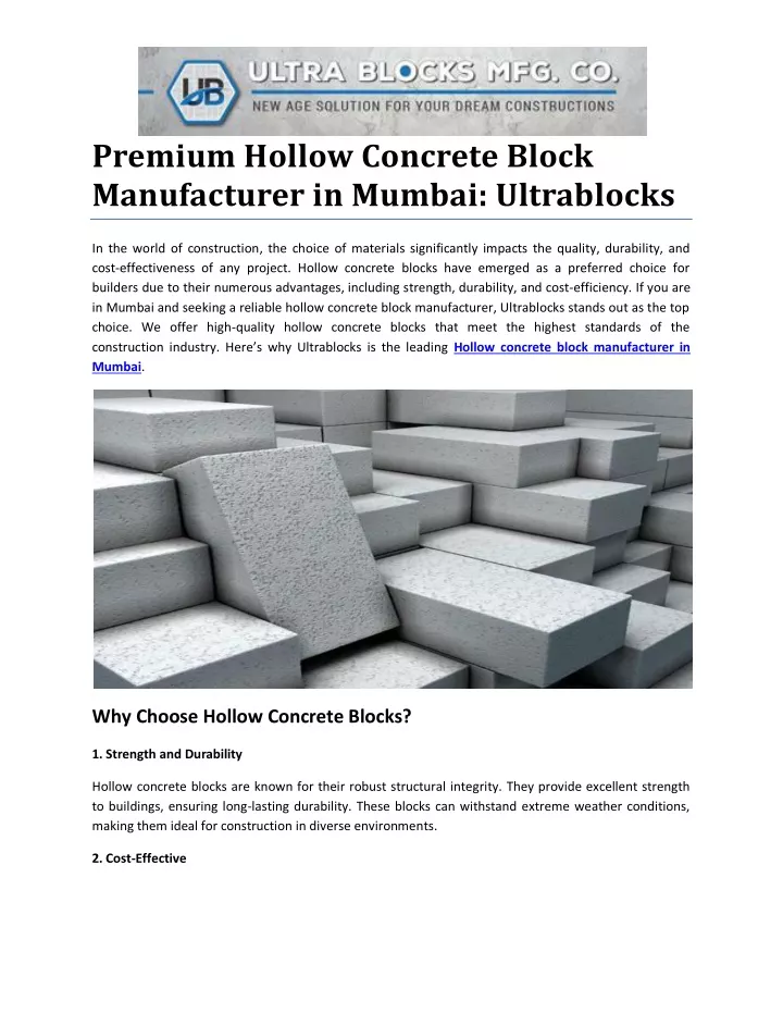 premium hollow concrete block manufacturer