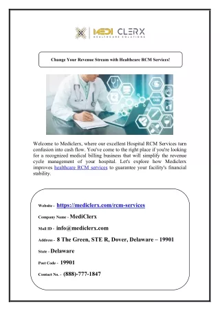 Change Your Revenue Stream with Healthcare RCM Services!