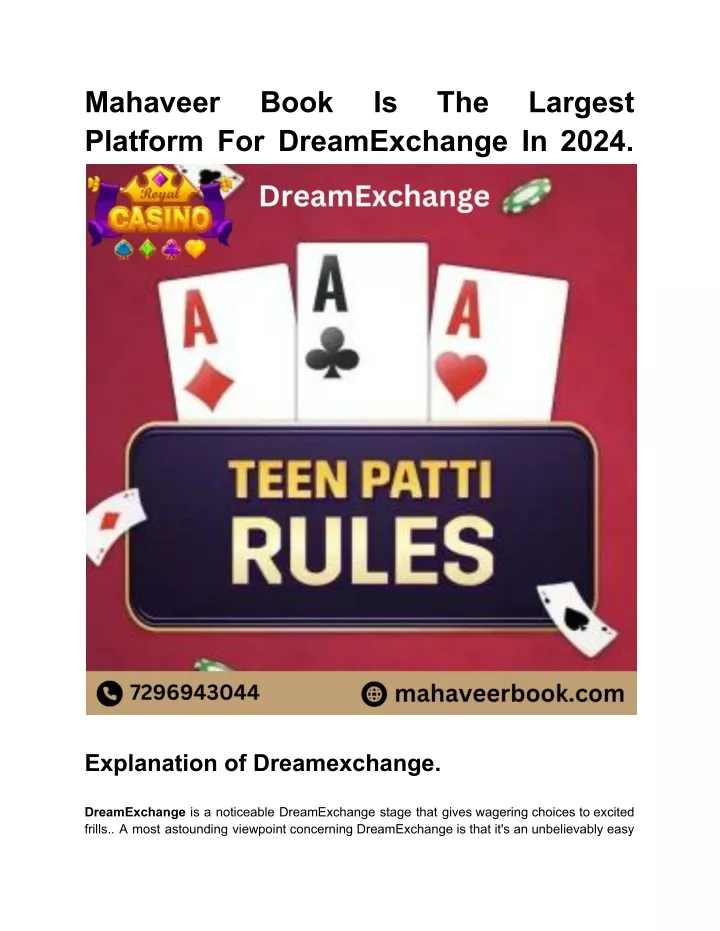 mahaveer platform for dreamexchange in 2024