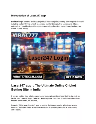 Laser247 app : India's best online Games cricket id site