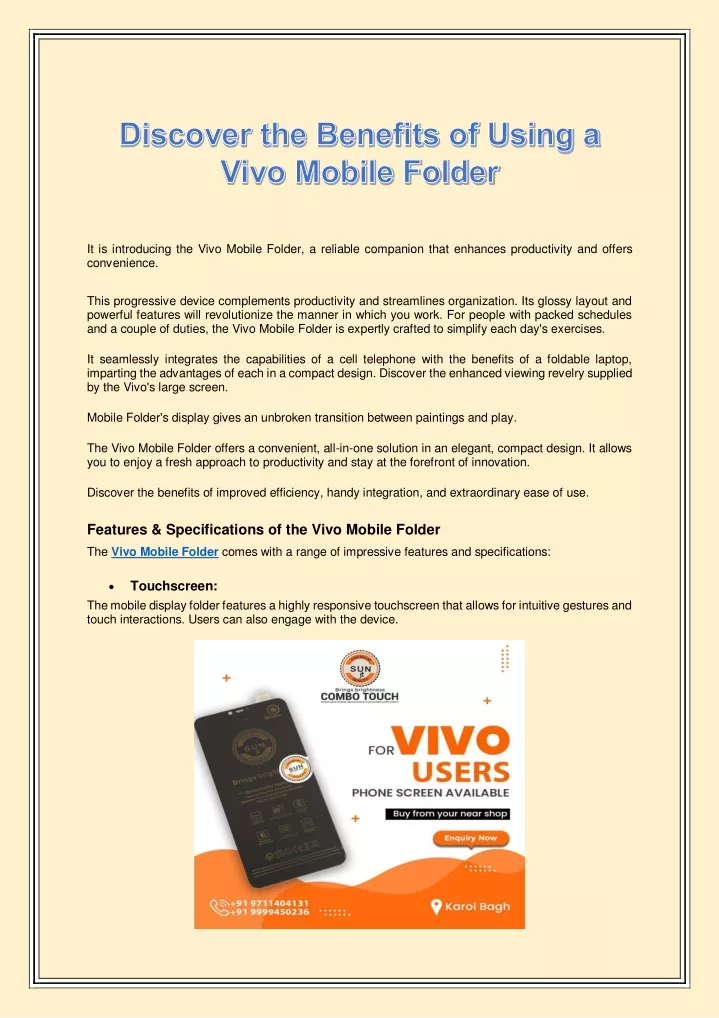 it is introducing the vivo mobile folder