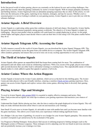 Aviator Signals: The Ultimate Challenge for Gamers