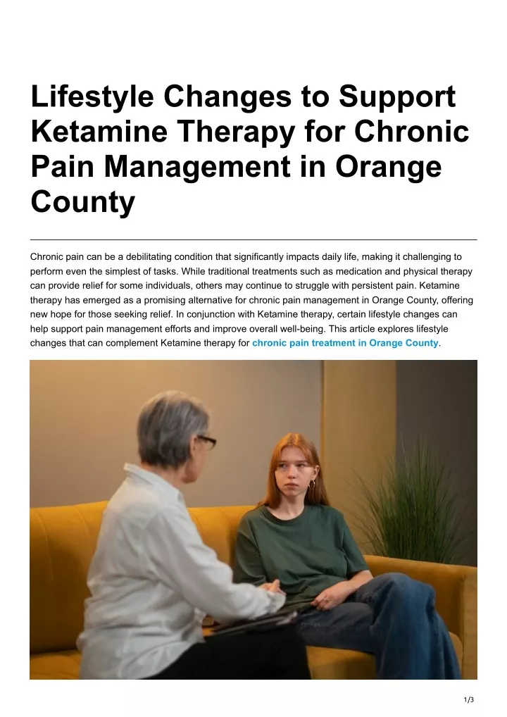 lifestyle changes to support ketamine therapy