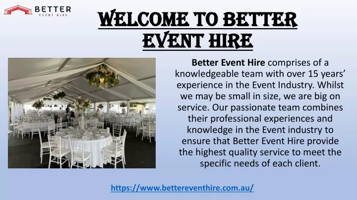 welcome to better event hire