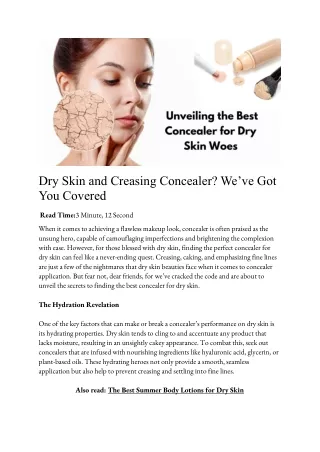 Dry Skin and Creasing Concealer