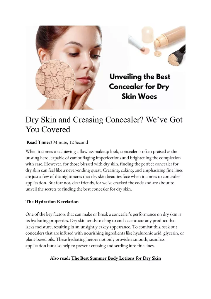 dry skin and creasing concealer