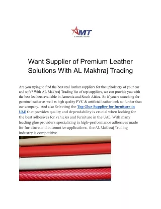 Want Supplier Of Premium Leather Solutions With AL Makhraj Trading