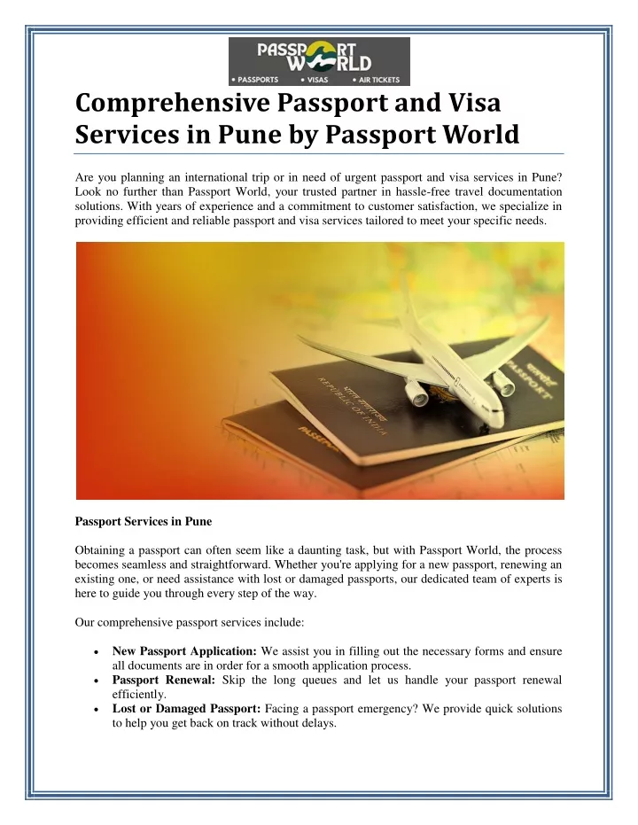 comprehensive passport and visa services in pune