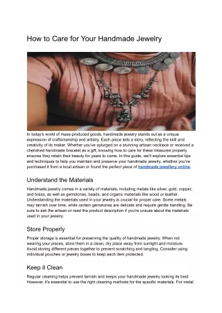 How to Care for Your Handmade Jewelry