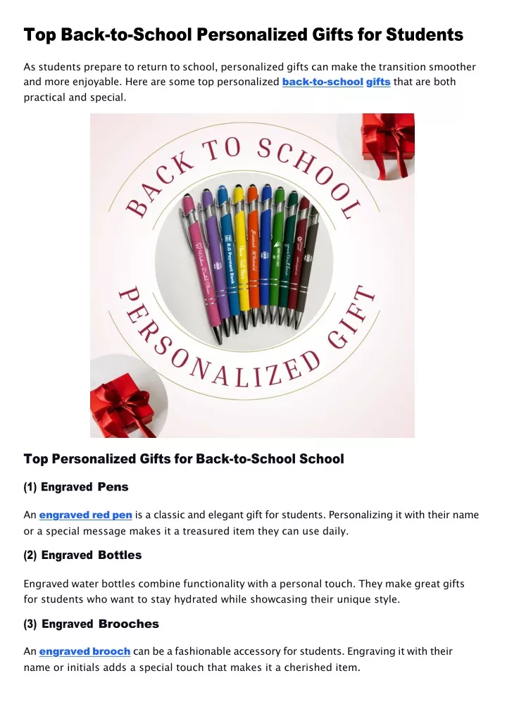 top back to school personalized gifts for students