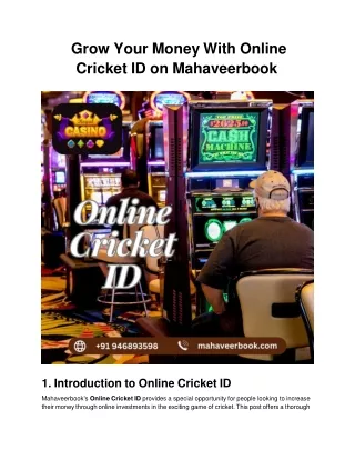 Grow Your Money With Online Cricket ID on Mahaveerbook