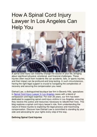 How A Spinal Cord Injury Lawyer In Los Angeles Can Help You