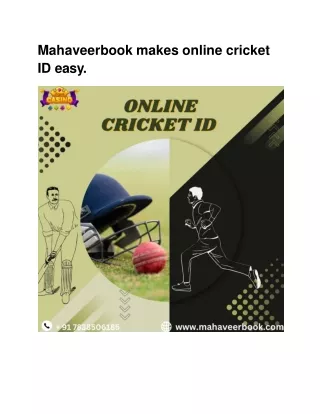 Mahaveerbook makes online cricket ID easy.