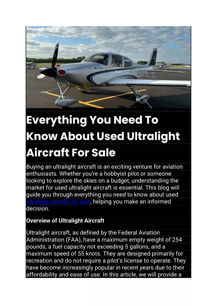 everything you need to know about used ultralight