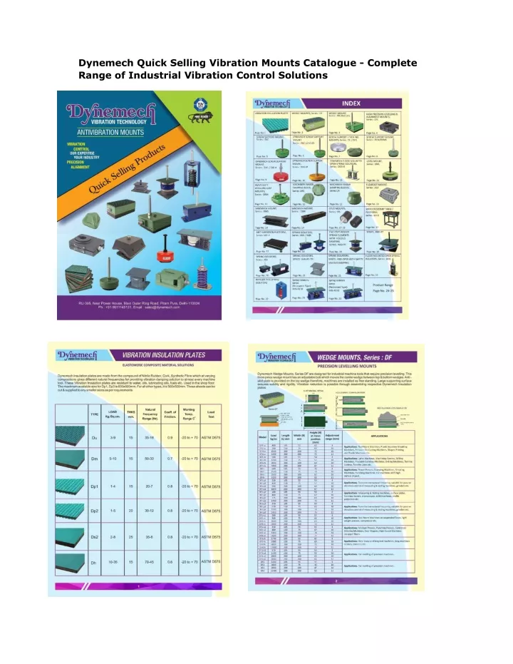 dynemech quick selling vibration mounts catalogue