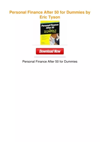 Personal Finance After 50 for Dummies by Eric Tyson