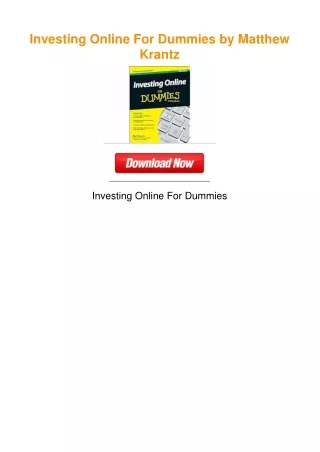 Investing Online For Dummies by Matthew Krantz