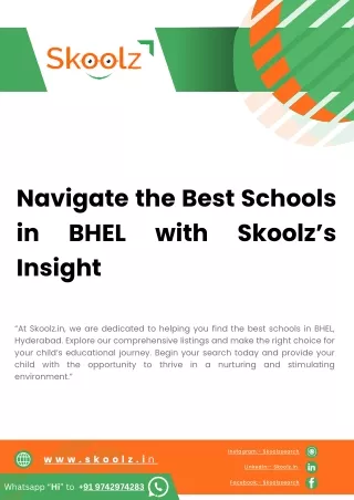 Navigate the Best Schools in BHEL with Skoolz’s Insight