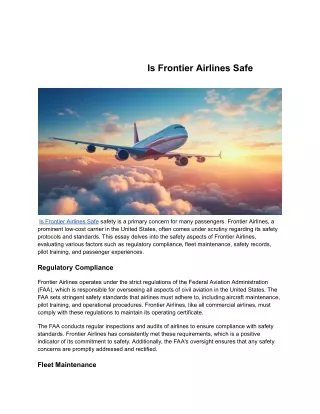 Is Frontier Airlines Safe