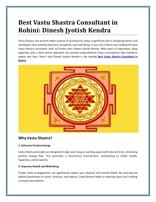 Best Vastu Shastra Consultant in Rohini for Harmonious Living