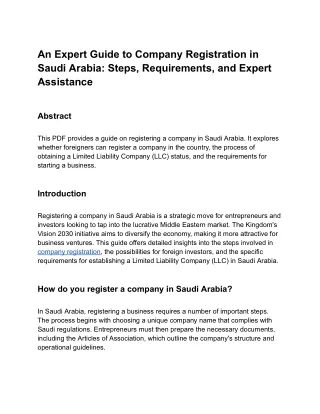 An Expert Guide to Company Registration in Saudi Arabia_ Steps, Requirements, and Expert Assistance