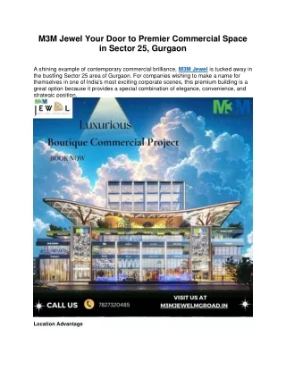 M3M Jewel Your Door to Premier Commercial Space in Sector 25, Gurgaon