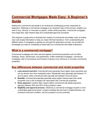 Commercial Mortgages Made Easy_ A Beginner's Guide