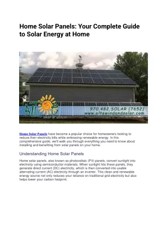 Home Solar Panels  Your Complete Guide to Solar Energy at Home