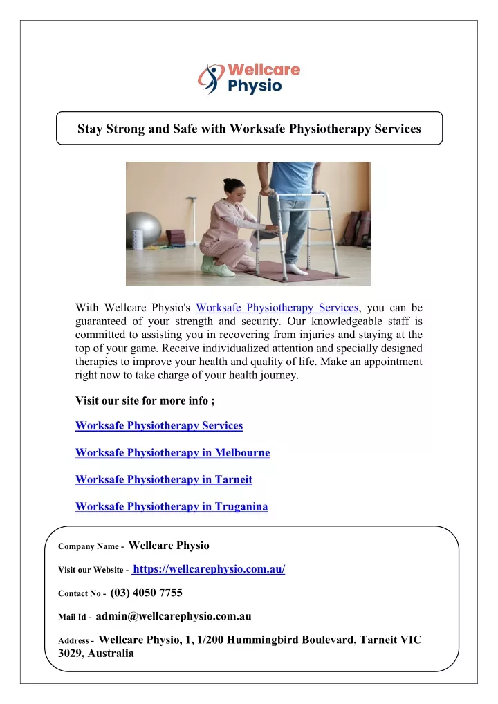 stay strong and safe with worksafe physiotherapy