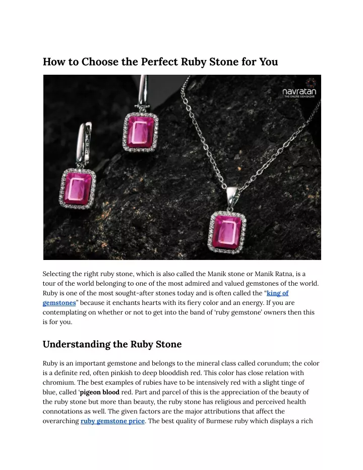 how to choose the perfect ruby stone for you