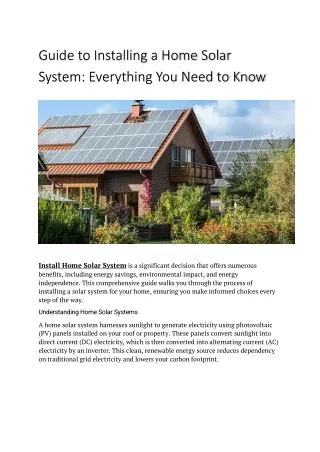 guide to installing a home solar system