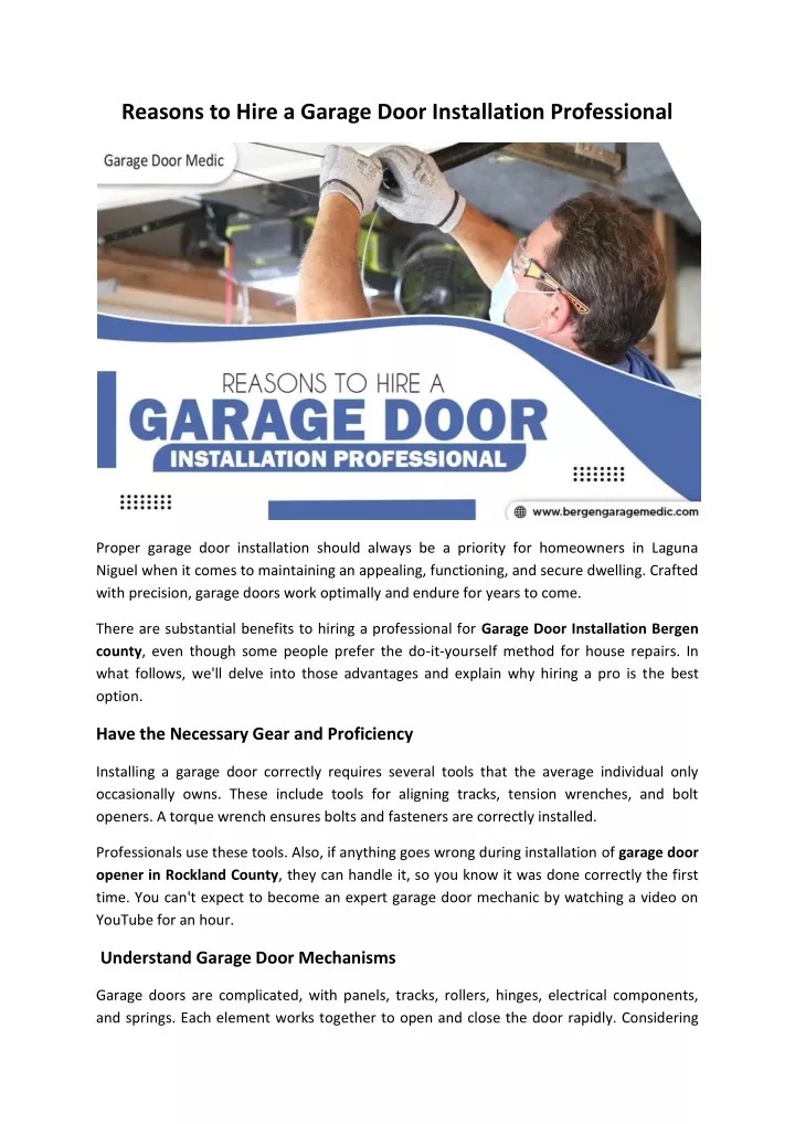 reasons to hire a garage door installation