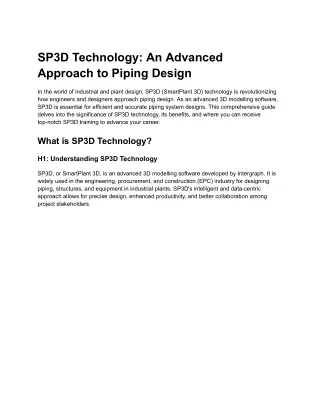 sp3d technology an advanced approach to piping