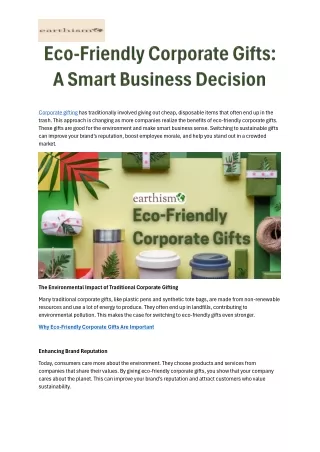 Eco friendly corporate gifts: A Smart Business Decision