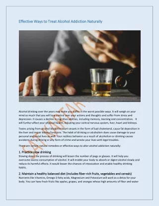 Effective Ways to Treat Alcohol Addiction Naturally