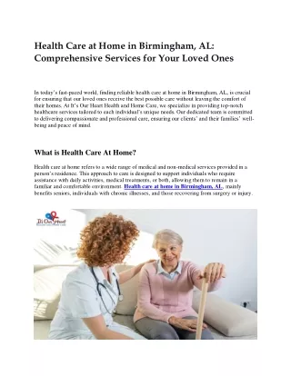 Health Care at Home in Birmingham AL