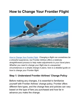 How to Change Your Frontier Flight